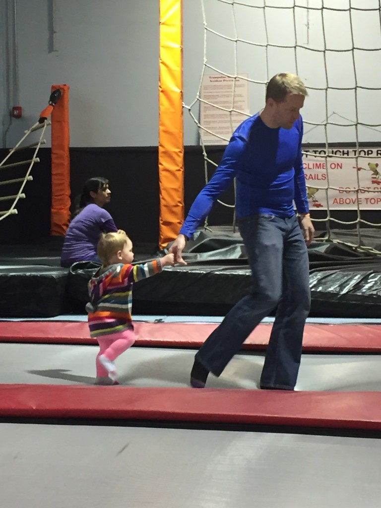 At the trampoline gym; Daddy took such good care of me!