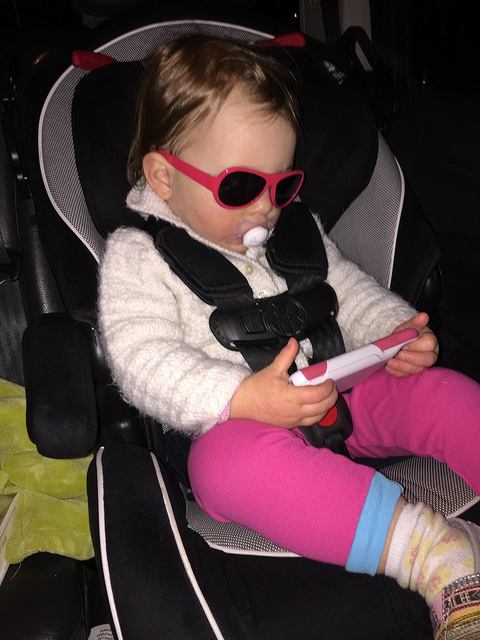You insisted on this combination of glasses, binkie, and watching a show on Mommy's phone - lol!
